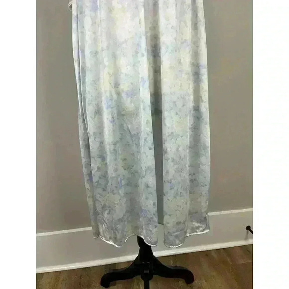 Vtg 70s Miss Elaine Babydoll Nightgown Floral Blue Lace Union Tag Coquette M - Picture 4 of 13